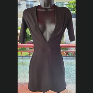 Black deep v cut romper skort